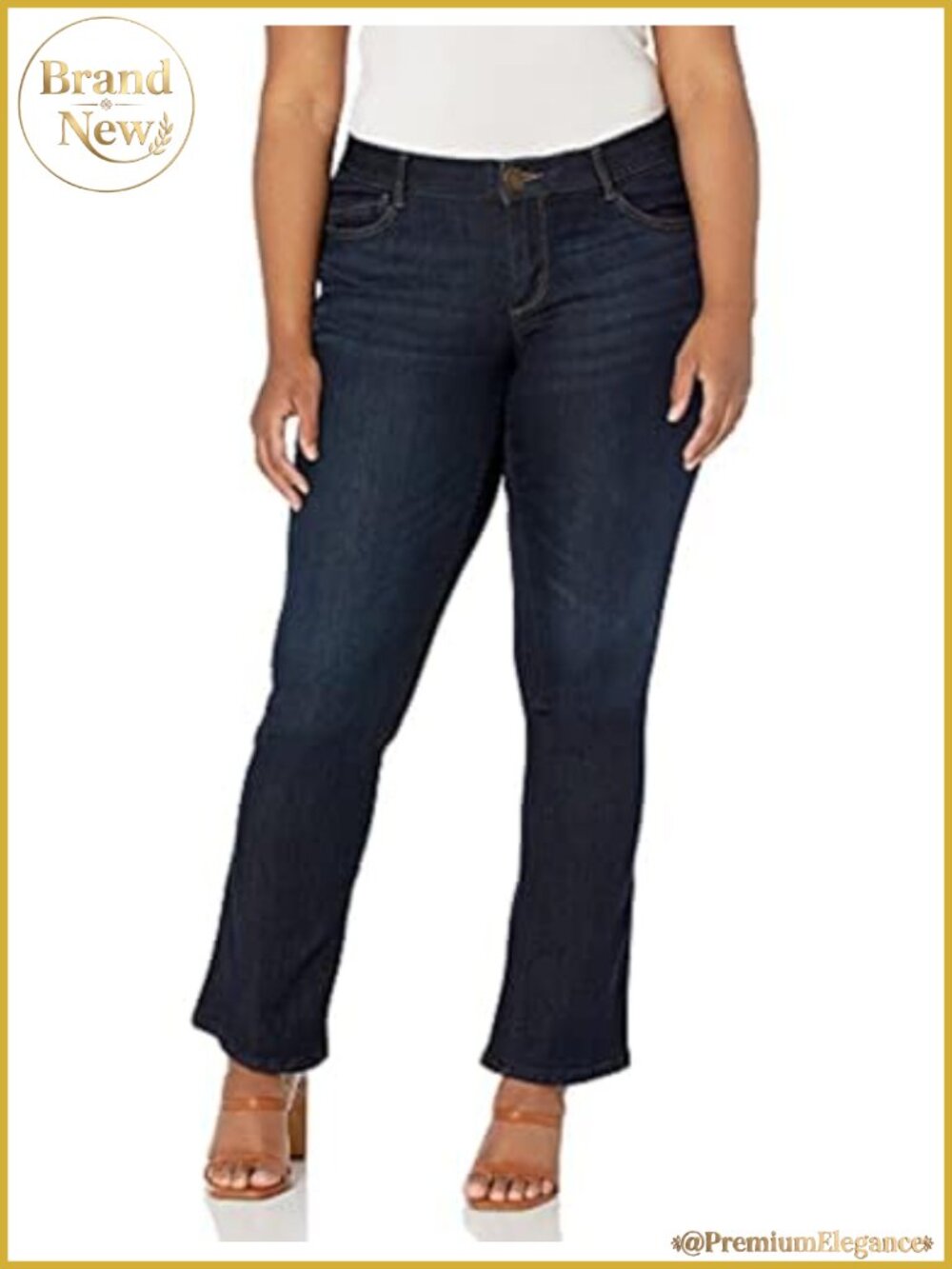 Plus Size Bootcut Jeans No-Gap Stretchy Waistband Mid Rise Fitted Casual